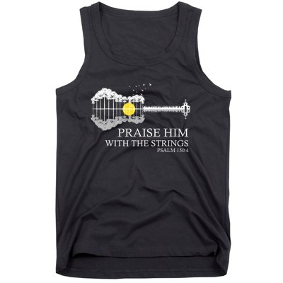 Praise Him With The Strings Christian Guitar Player Tank Top