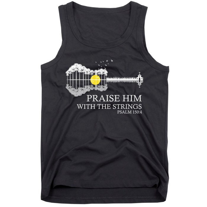 Praise Him With The Strings Christian Guitar Player Tank Top