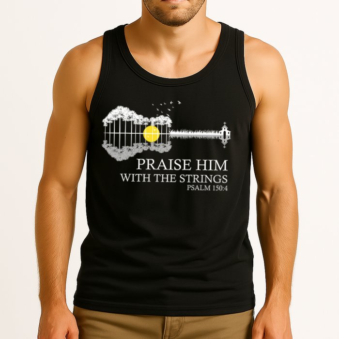 Praise Him With The Strings Christian Guitar Player Tank Top