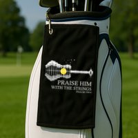 Praise Him With The Strings Christian Guitar Player Golf Towel