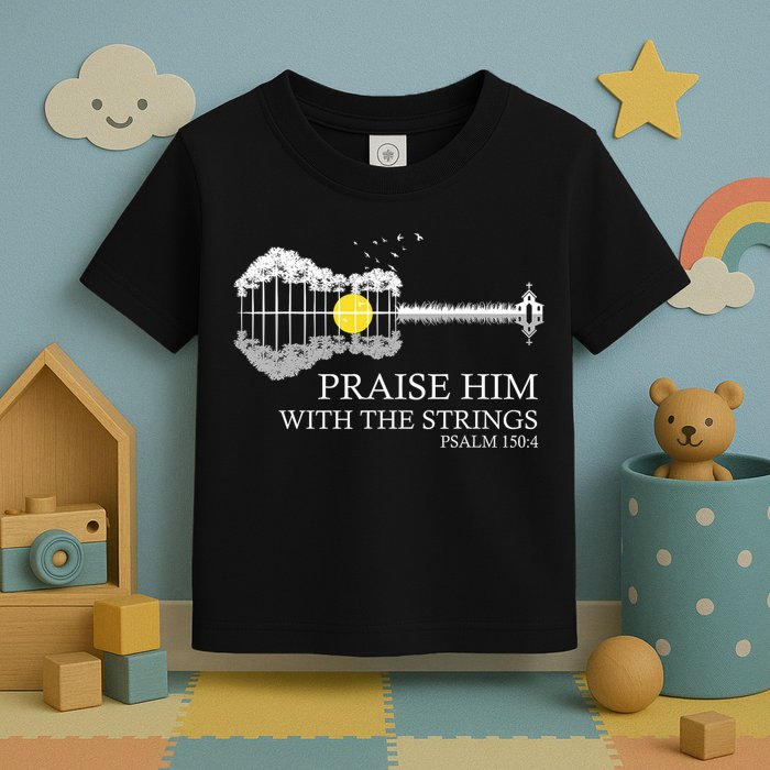 Praise Him With The Strings Christian Guitar Player Toddler T-Shirt