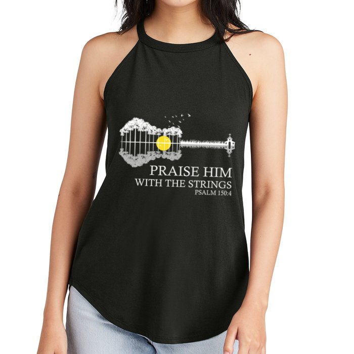 Praise Him With The Strings Christian Guitar Player Women's Perfect Tri Rocker Tank