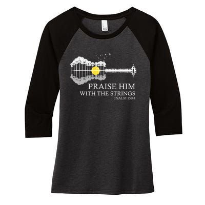 Praise Him With The Strings Christian Guitar Player Women's Tri-Blend 3/4-Sleeve Raglan Shirt