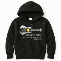 Praise Him With The Strings Christian Guitar Player Kids Hoodie