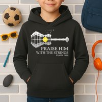 Praise Him With The Strings Christian Guitar Player Kids Hoodie