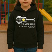 Praise Him With The Strings Christian Guitar Player Kids Hoodie