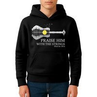 Praise Him With The Strings Christian Guitar Player Kids Hoodie