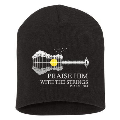 Praise Him With The Strings Christian Guitar Player Short Acrylic Beanie