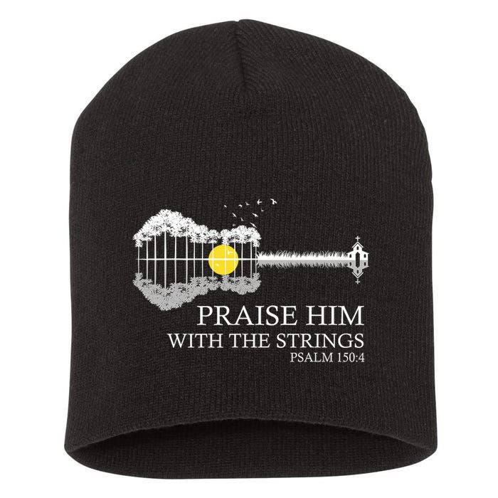 Praise Him With The Strings Christian Guitar Player Short Acrylic Beanie