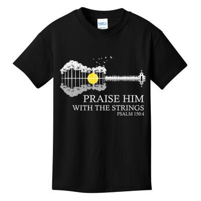 Praise Him With The Strings Christian Guitar Player Kids T-Shirt