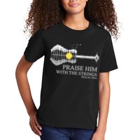 Praise Him With The Strings Christian Guitar Player Kids T-Shirt
