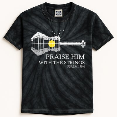 Praise Him With The Strings Christian Guitar Player Kids Tie-Dye T-Shirt