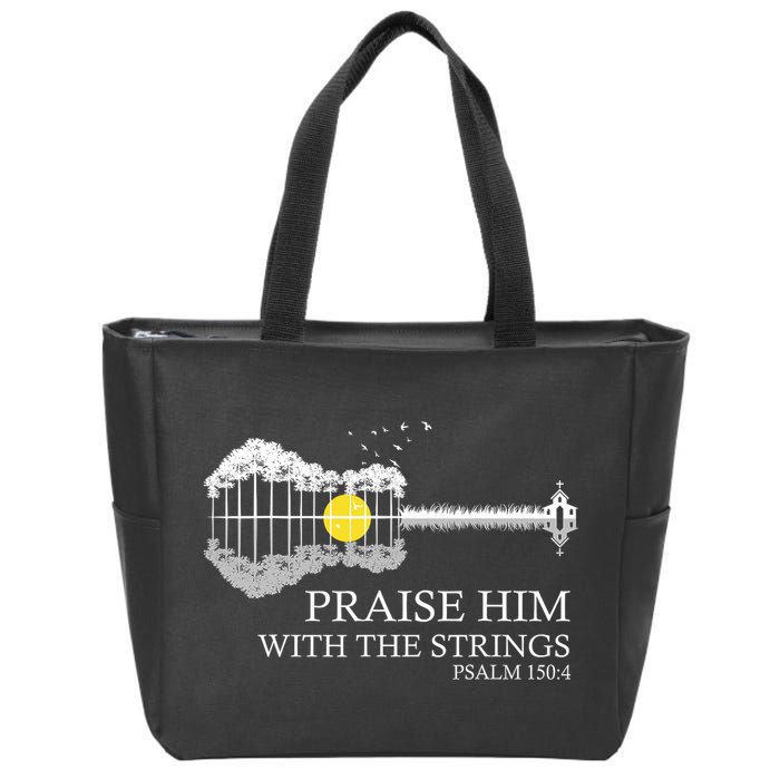 Praise Him With The Strings Christian Guitar Player Zip Tote Bag