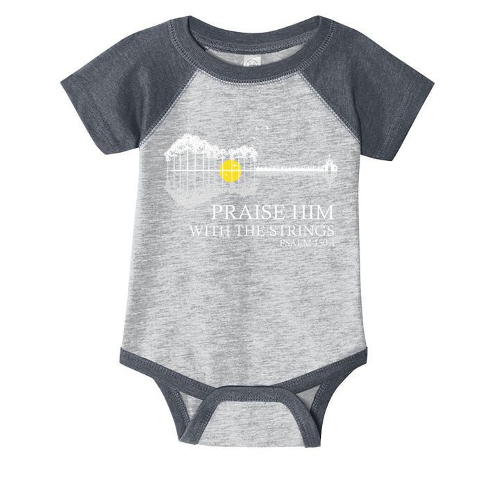 Praise Him With The Strings Christian Guitar Player Infant Baby Jersey Bodysuit