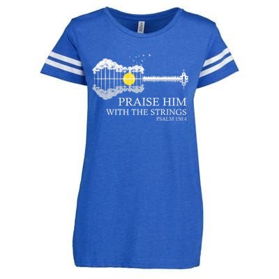 Praise Him With The Strings Christian Guitar Player Enza Ladies Jersey Football T-Shirt