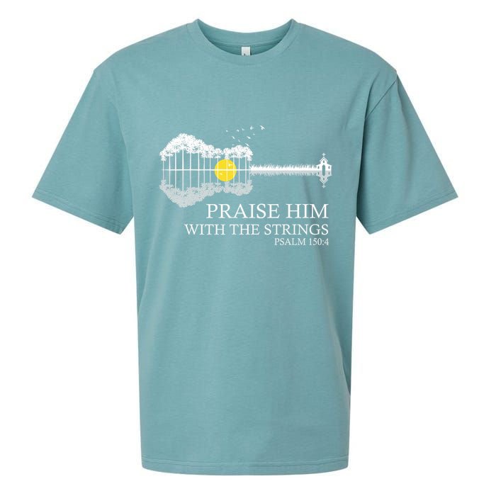 Praise Him With The Strings Christian Guitar Player Sueded Cloud Jersey T-Shirt