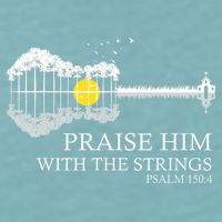 Praise Him With The Strings Christian Guitar Player Sueded Cloud Jersey T-Shirt
