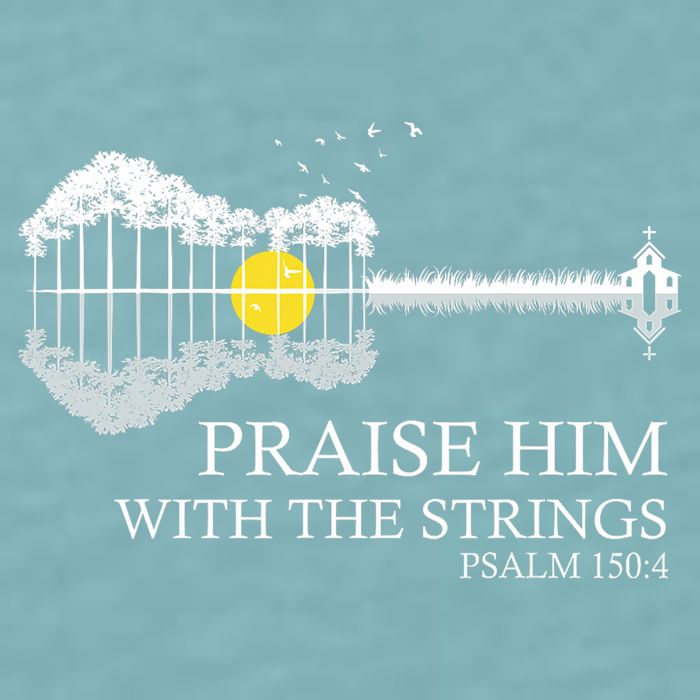 Praise Him With The Strings Christian Guitar Player Sueded Cloud Jersey T-Shirt