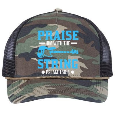 Praise Him with the Strings Christian for Guitar Player Retro Rope Trucker Hat Cap