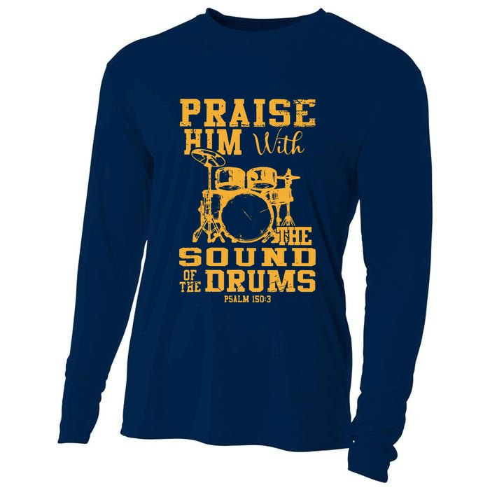 Praise Him With The Sound Of The Drums Psalm 150;3 Christian Cooling Performance Long Sleeve Crew