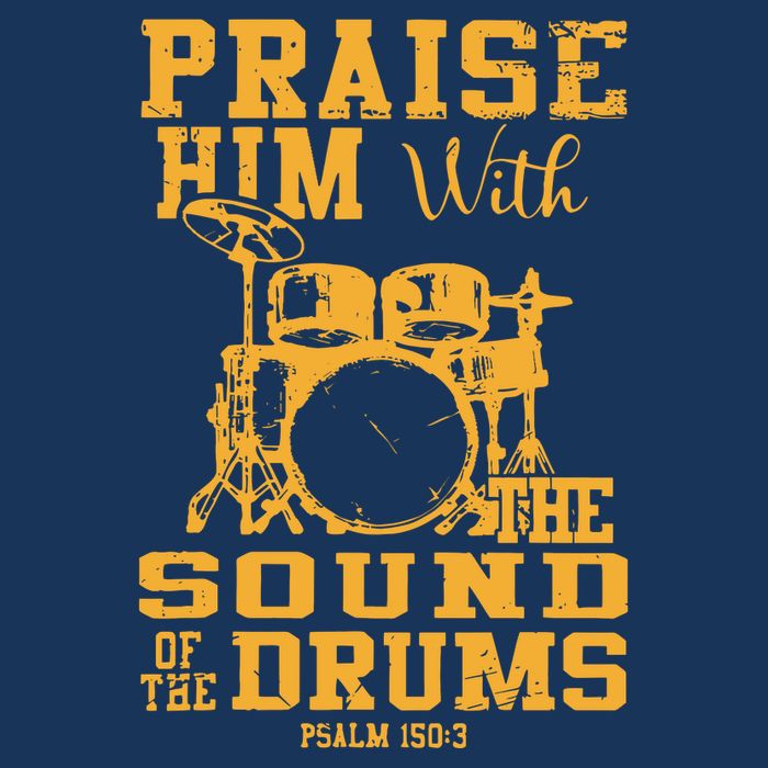 Praise Him With The Sound Of The Drums Psalm 150;3 Christian Cooling Performance Long Sleeve Crew