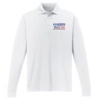 President Harris Walz 2024 Election Tim Kmala Performance Long Sleeve Polo