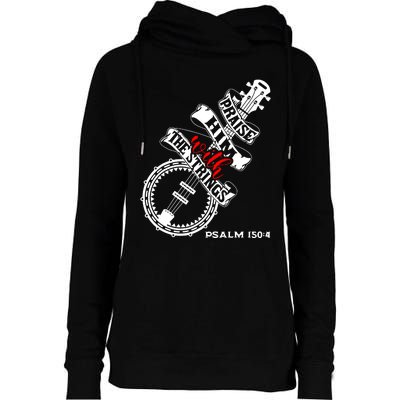 Praise Him With The Strings Womens Funnel Neck Pullover Hood