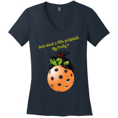 Pickleball Halloween Witch | Fun Pickleball | Great Pickleball Women's V-Neck T-Shirt