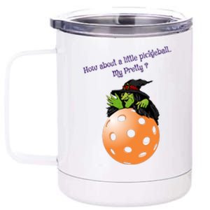 Pickleball Halloween Witch | Fun Pickleball | Great Pickleball 12 oz Stainless Steel Tumbler Cup