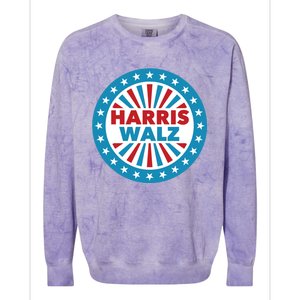 Patriotic Harris Walz Button Style Cool Gift Colorblast Crewneck Sweatshirt