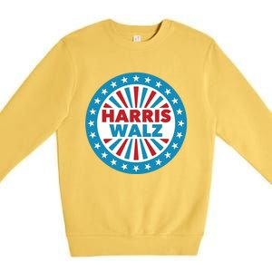 Patriotic Harris Walz Button Style Cool Gift Premium Crewneck Sweatshirt