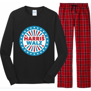 Patriotic Harris Walz Button Style Cool Gift Long Sleeve Pajama Set