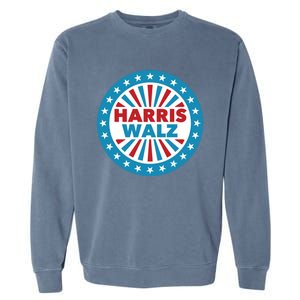 Patriotic Harris Walz Button Style Cool Gift Garment-Dyed Sweatshirt