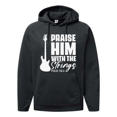 Praise Him with the Strings Christian for Guitar Player Performance Fleece Hoodie