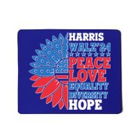 Patriotic Harris Walz Peace Love Equality Diversity Hope 2024 Usa Sunflower Mousepad