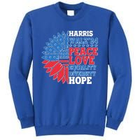 Patriotic Harris Walz Peace Love Equality Diversity Hope 2024 Usa Sunflower Tall Sweatshirt