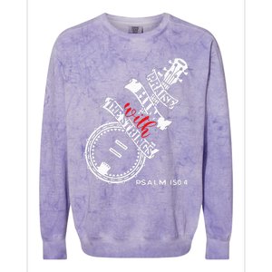 Praise Him With The Strings Banjo Player Bluegrass Colorblast Crewneck Sweatshirt