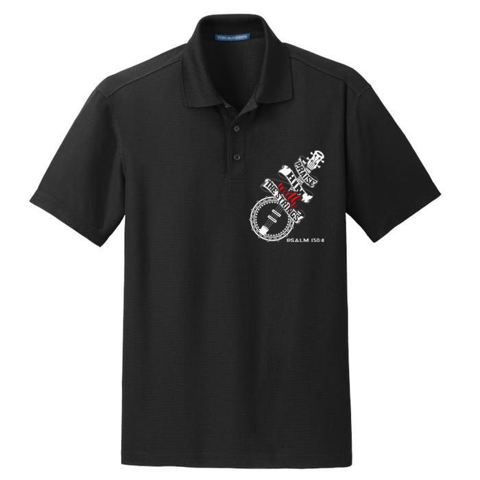 Praise Him With The Strings Banjo Player Bluegrass Dry Zone Grid Polo