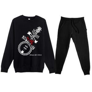 Praise Him With The Strings Banjo Player Bluegrass Premium Crewneck Sweatsuit Set