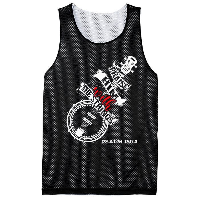 Praise Him With The Strings Banjo Player Bluegrass Mesh Reversible Basketball Jersey Tank