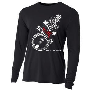 Praise Him With The Strings Banjo Player Bluegrass Cooling Performance Long Sleeve Crew