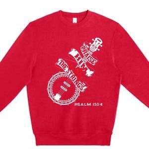 Praise Him With The Strings Banjo Player Bluegrass Premium Crewneck Sweatshirt