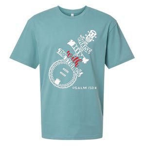 Praise Him With The Strings Banjo Player Bluegrass Sueded Cloud Jersey T-Shirt