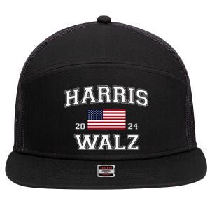 President Harris Walz 2024 Kamala Harris Tim Walz Vote 7 Panel Mesh Trucker Snapback Hat