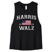 President Harris Walz 2024 Kamala Harris Tim Walz Vote Women's Racerback Cropped Tank