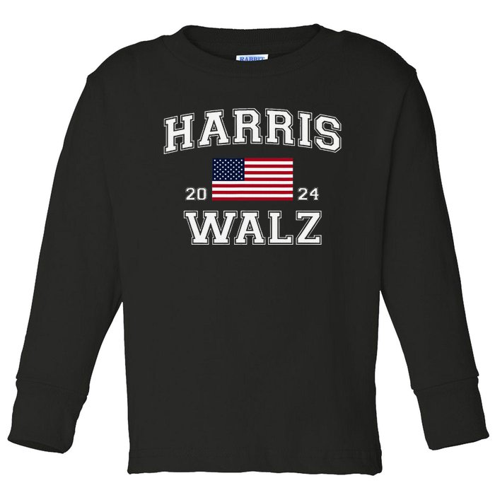 President Harris Walz 2024 Kamala Harris Tim Walz Vote Toddler Long Sleeve Shirt