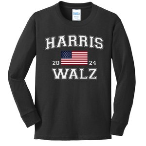 President Harris Walz 2024 Kamala Harris Tim Walz Vote Kids Long Sleeve Shirt