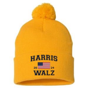 President Harris Walz 2024 Kamala Harris Tim Walz Vote Pom Pom 12in Knit Beanie