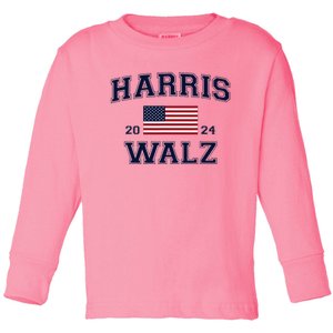 President Harris Walz 2024 Kamala Harris Tim Walz Vote Toddler Long Sleeve Shirt