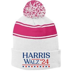 President Harris Walz 2024 Kamala Harris Tim Walz Vote Stripe Pom Pom Beanie